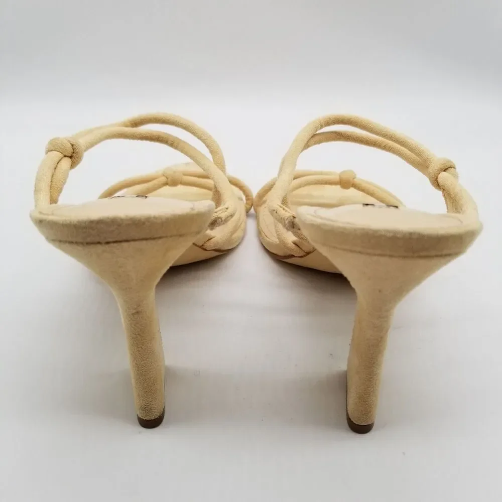 Nine‎ West Women Kims 2 Heeled Slide Sandals size 9 Beige Strappy